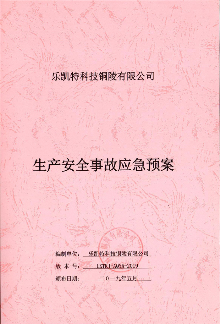 2019年乐凯特科技铜陵有限公司生产安全事故应急预案.jpg
